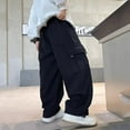 thumbnail image 7 of Ruyang Boys Baggy Cargo Sweatpants Y2K Elastic High Waisted Wide Leg Joggers Fall Winter Cotton School Athletic Pants Winter Clothes, 7 of 7