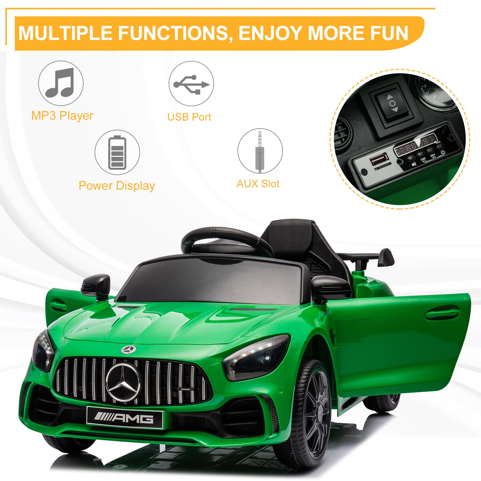 UBesGoo 12V Licensed Mercedes-Benz Electric Ride on Car Toy for Toddler Kid w/ Remote Control, LED Lights, Green - image 4 of 9