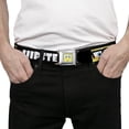thumbnail image 3 of Nickelodeon Belt, Seatbelt Buckle Belt, Spongebob Nerd Hipsters Rule Black White, 30 to 44 Inches, 3 of 9