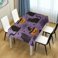 thumbnail image 4 of Yayeee Tablecloths 54" x 54" Rectangle Wrinkle Resistant Party Table Cover, Purple Halloween Black Cat, 4 of 8