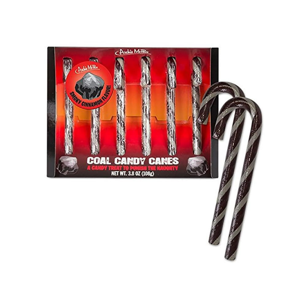 Coal Candy Canes 3.8oz, Set of 6