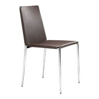 Set Of 4 Chromed Steel Modern Contemporary Alex Dining Room Chairs Espresso by ZUO-FURNITURES