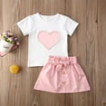 thumbnail image 2 of One opening Toddler Kids Baby Girls Outfits Clothes Summer Heart T-shirt Tops  Skirts Sets 2PCS, 2 of 5