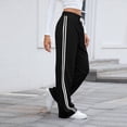 thumbnail image 6 of BRDFRL Y2K Vintage Track Pants Women Low Waist Side Striped Drawstring Straight Leg Loose Fit Joggers Black S, 6 of 8