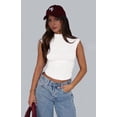 thumbnail image 2 of Gdvsclr Sleeveless Crop Tops for Women Mock Neck Ruched Tank Tops Y2k Going Out Tops Solid Slim Fitted Shirts White XXL, 2 of 4