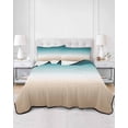 thumbnail image 3 of Teal Beige Ombre Cream Twin Size Down Alternative Comforter,Lightweight Comforter Quilt Bedding Set with Pillow Shams Modern Turquoise Abstract Art Aesthetics Bed Comforter Duvet Insert 68"x86", 3 of 7