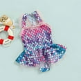 thumbnail image 2 of stylesilove Toddler Kid Girls Mermaid Tulle Ruffled Skirt One-Piece Swimsuit Multicolor Fish Scale Bathing Suit Beach Swimwear (5-6 Years), 2 of 7