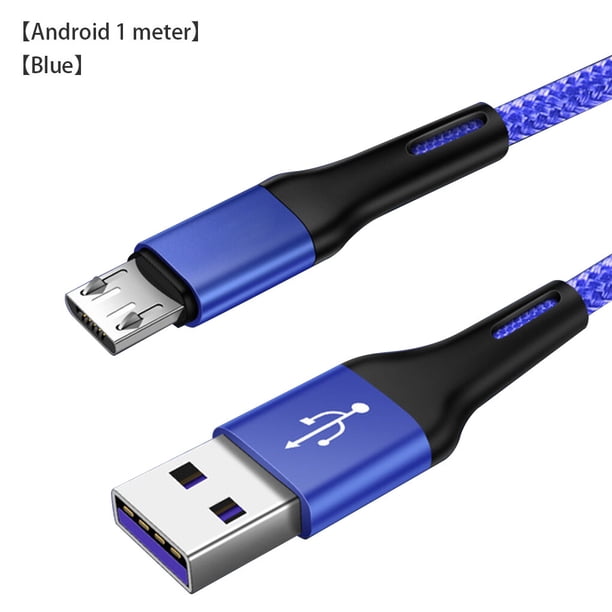 Matsuzay Micro Usb Kabel 3A Nylon Snel Opladen Usb Data Kabel Voor para Tablet Android Mobiele Telefoon Usb oplaadkabel Teléfono y Comunicación Azul androide 1M