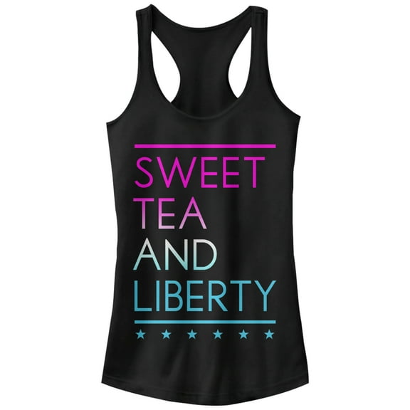 Junior's CHIN UP 4th of July Sweet Tea and Liberty Racerback Tank Top Black Large