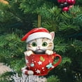 thumbnail image 5 of Acrylic Christmas Decorations for Tree Teacup Cat 2D Flat Ornaments Xmas Hanging Vintage Christmas Ornaments New Year Pendant Holiday for Christmas Tree Party Decor, 5 of 7