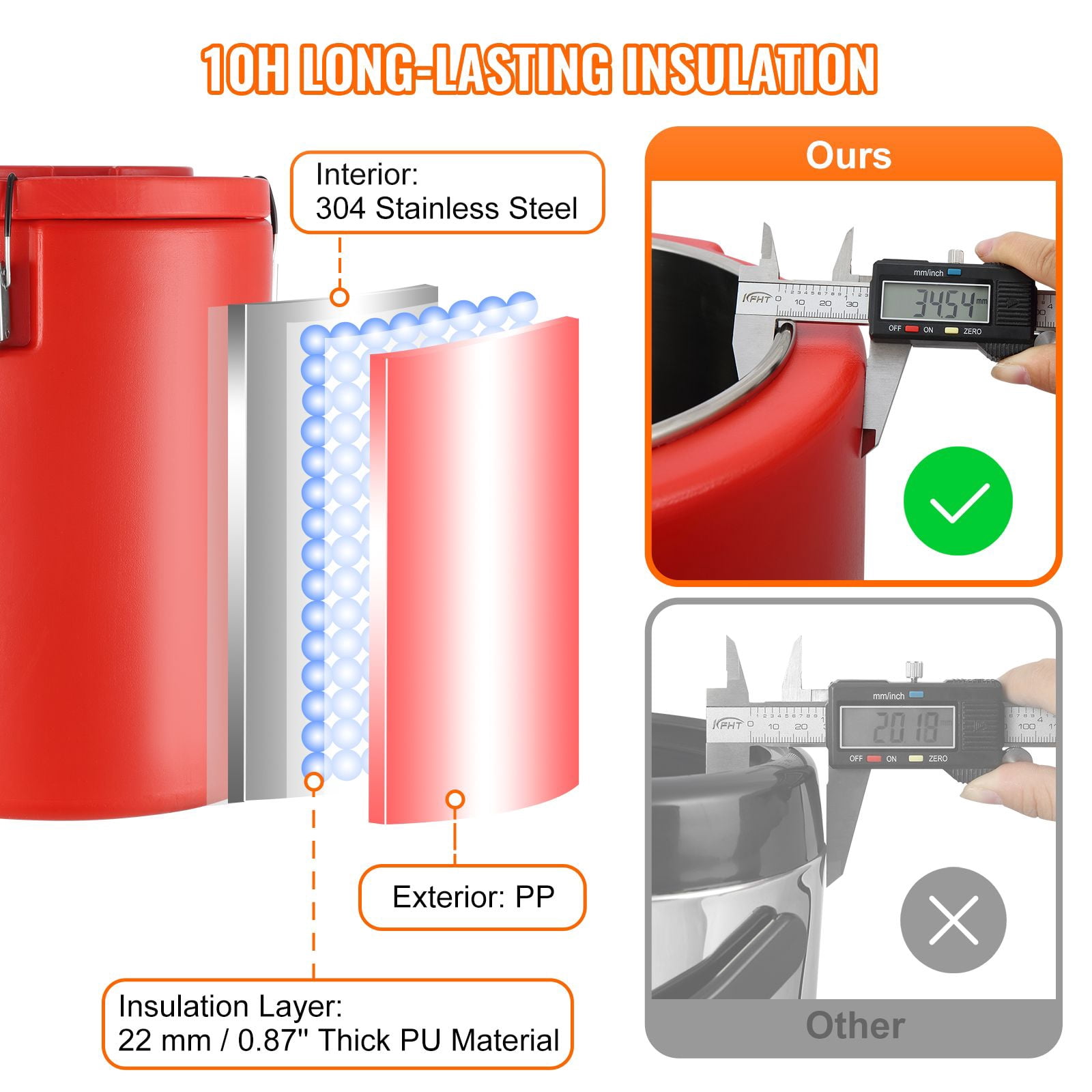 4.5 Gallon Insulated Beverage Dispenser with 304 Stainless Steel Interior, 10Hr Insulation, Drip-Free Spigot, for Cafes Restaurants