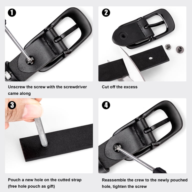 Maikun Women's Leather Pin Buckle Belt, Black photo 7