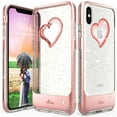 thumbnail image 1 of VENA iPhone Xs Max Glitter Case, vLove (Heart Shape, CornerGuard Protection) Dual Layer Slim Hybrid Clear Bumper Cover Designed for Apple iPhone Xs Max (6.5"-inch) - Rose Gold, 1 of 10