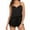 Black, variant on Pntutb Women Sleepwear Sleeveless Strap Nightwear Lace Trim Satin Cami Top Pajama Sets Wine M
