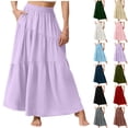 thumbnail image 1 of Sentmoon Flowy Skirts for Women High Waisted Solid Color Summer Long Skirts for Women Skirts for Women Midi Length with Pocket Vacation Essentials for Women Red M, 1 of 7