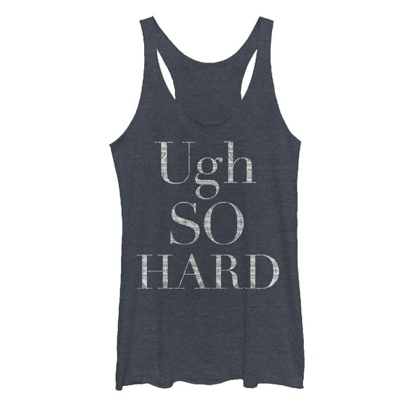 Women's CHIN UP Ugh So Hard  Racerback Tank Top Navy Blue Heather X Large