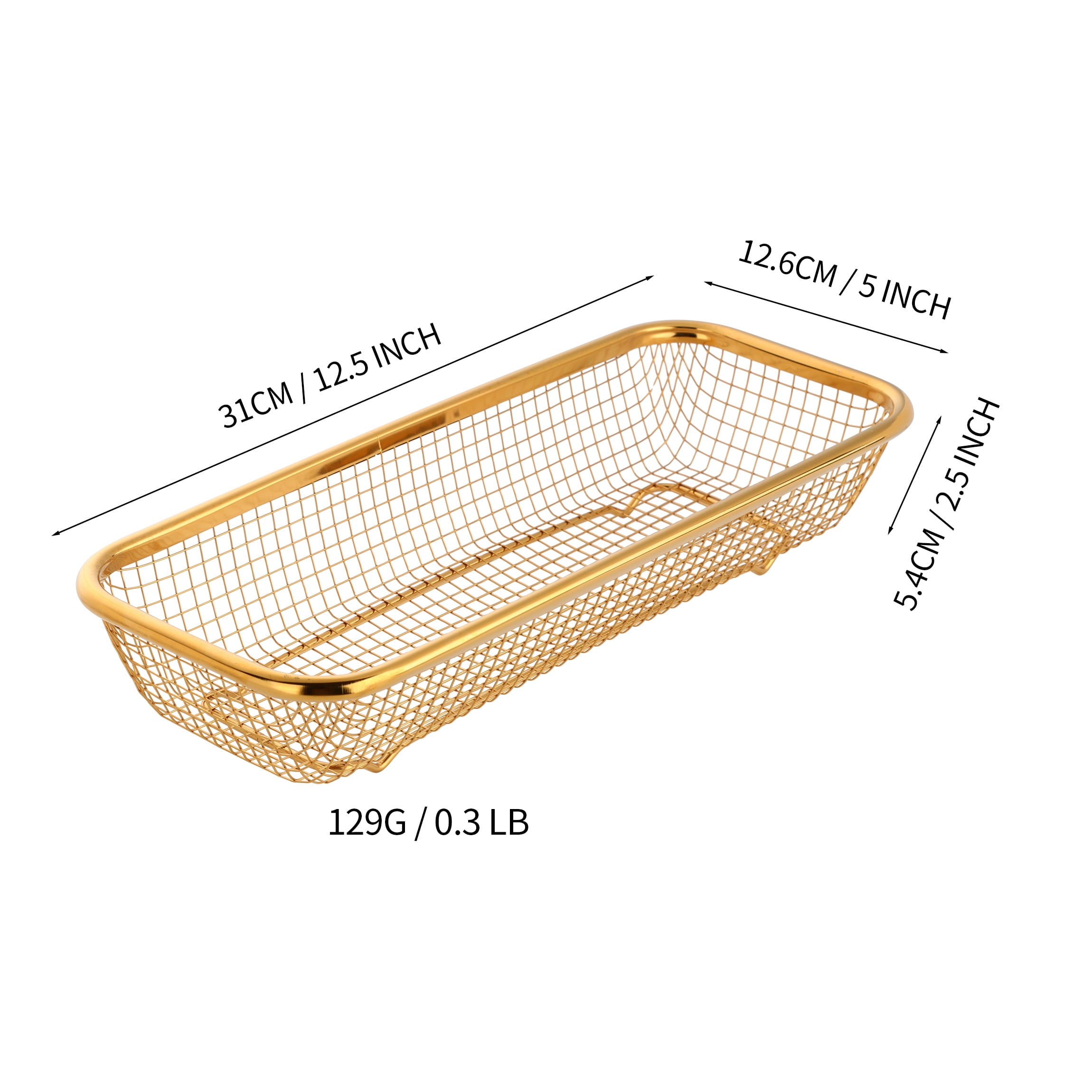 Buyer Star Gold Kitchen Drawer Organizer, Stackable Mesh Storage Baskets, Stainless Steel Silverware Organizer for Holding Knife Fork Spoon, 12.5"x5"x2.5", Pack of 4