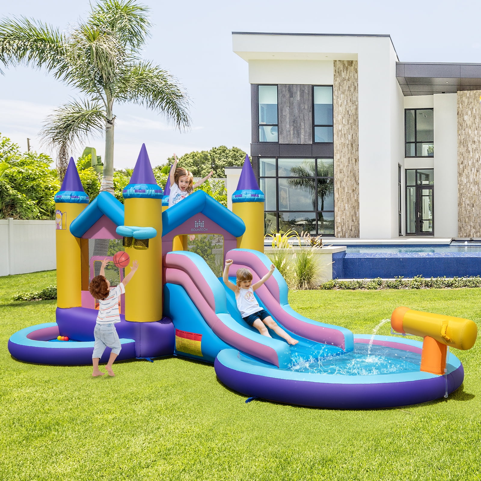 Costway 6 in 1 Kids Inflatable Water Slide with Slide Splash Pool (Without Blower)