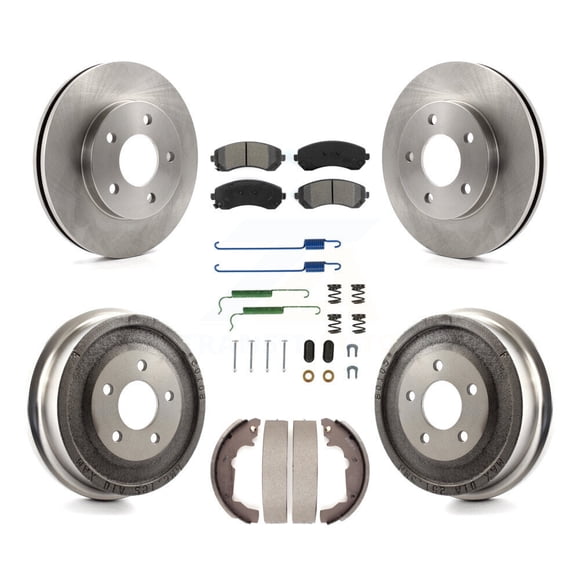 Transit Auto Rotors de Frein à Disque avant Arrière Tampons Semi-Métalliques et Kit Tambour (7 Pcs) pour Voiture 2001-2005 Pontiac Aztek FWD avec Freins Arrière K8S-102006