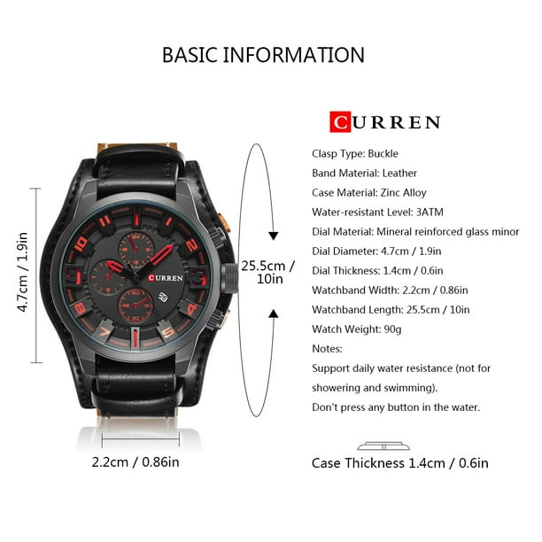 Curren 8225 Quartz Fashion Watch Man Watch Top Brand Calendar Leather Strap Business Dual Display 30M Waterproof Wrist Watch Relogio Masculino Walmart