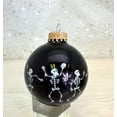 thumbnail image 2 of Halloween Tree Ornaments - 67mm/2.625" Decorated Glass Balls from Christmas by Krebs - Handmade Seamless Hanging Holiday Decorations for Trees - Set of 4 (Shiny Ebony Black with Dancing Skeletons), 2 of 9