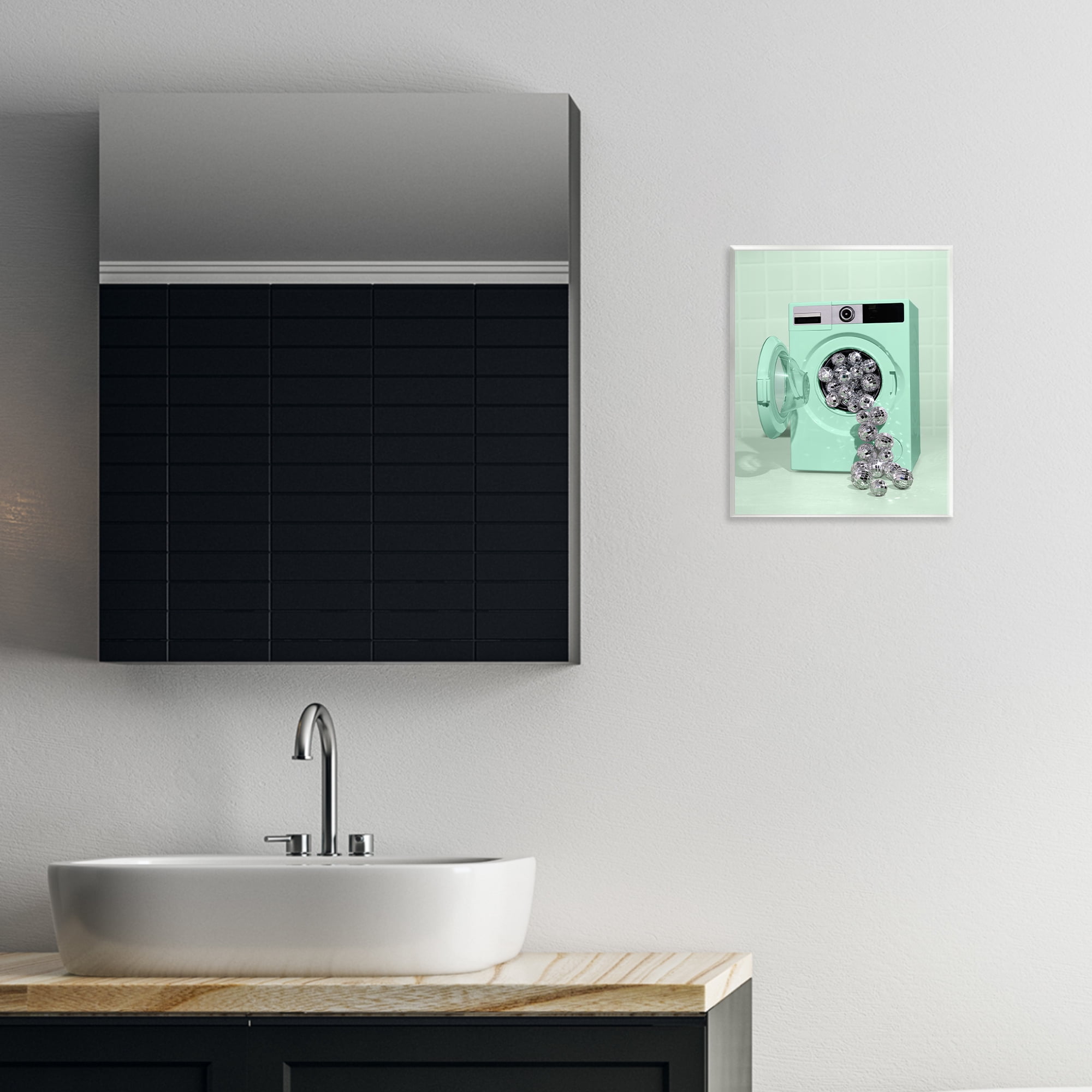 Stupell Industries Disco Laundry Machine over Green Wall Plaque Art, design by LISH Creative