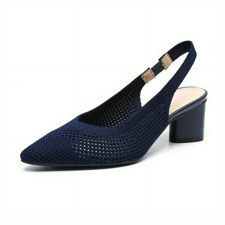 

HOLXI 2024 Women s Buckle Decor Solid Color Kitten Heels Pointed Toe Slip On All-Match Office Work Shoes