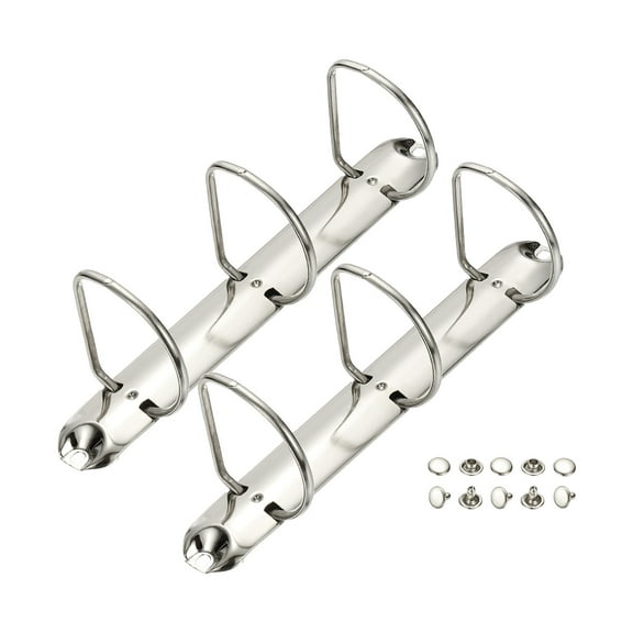Uxcell A5 3 Hole Ring Binder Mechanisms, 2 Set 1.97" D Ring Replacement Binder Planner Loose Leaf Binding Spines for Organizers DIY Fill Paper Storage Folder Accessories, 26mm Silver Tone