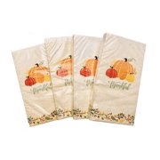 Thankful Disposable Paper Napkins, 14ct x 4 packs (56 count total), 8 7/8 x 4 1/4 inches, Thanksgiving dinner serviettes, Guest towels