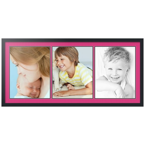 ArtToFrames Collage Photo Picture Frame with 3 - 14x18" Openings, Framed in Black with Tulip and Black Mats (CDM-3926-1544)