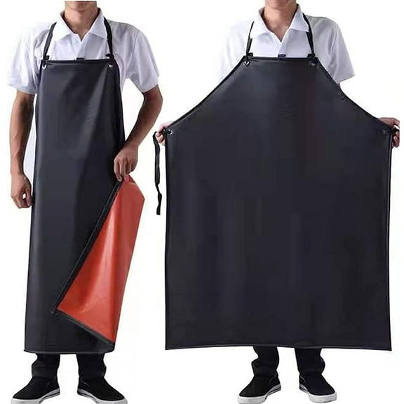 Waterproof Rubber Vinyl Black Work Apron 43 inch Adjustable Bib for Dishwashing aprons.