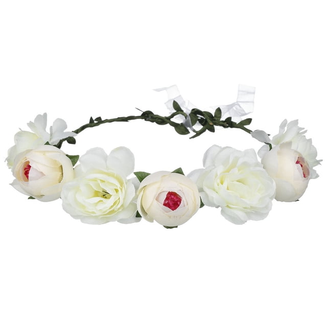 Corona Floral Corona Diadema Guirnalda Diadema para Boda Festival Fiesta Vacaciones Fotografía Accesorios Blanco