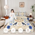 thumbnail image 4 of Homewish Gothic Crow Moth Full Size Comforter Sets, Blue Flowers Bedding Comforter Set, Sun Moon Decor, Gray Reversible 3 Pieces, 1 Comforter and 2 Pillowcases, 4 of 6