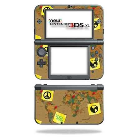 MightySkins NI3DSXL2-World Peace Skin Decal Wrap for New Nintendo 3DS XL 2015 - World Peace Each Nintendo 3DS XL (2015) kit is printed with super-high resolution graphics with a ultra finish. All skins are protected with MightyShield. This laminate protects from scratching  fading  peeling and most importantly leaves no sticky mess. Our patented advanced air-release vinyl a perfect installation everytime. When you are ready to change your skin removal is a snap  no sticky mess or gooey residue for over 4 years. You can t go wrong with a MightySkin. Features Nintendo 3DS XL (2015) decal skin Nintendo 3DS XL (2015) case yellow green Sayings post its peace world travel world peace Nintendo 3DS XL (2015) skin Nintendo 3DS XL (2015) cover Nintendo 3DS XL (2015) decal This is NOT A HARD CASE. It is a vinyl skin/decal sticker and is NOT made of rubber  silicone  gel or plastic. Durable Laminate that Protects from Scratching  Fading & Peeling Will Not Scratch  fade or Peel No Sticky Mess Guaranteed Nintendo 3DS XL (2015) NOT IncludedSpecifications Design: World Peace Compatible Brand: Nintendo Compatible Model: 3DS XL (2015) - SKU: VSNS58038