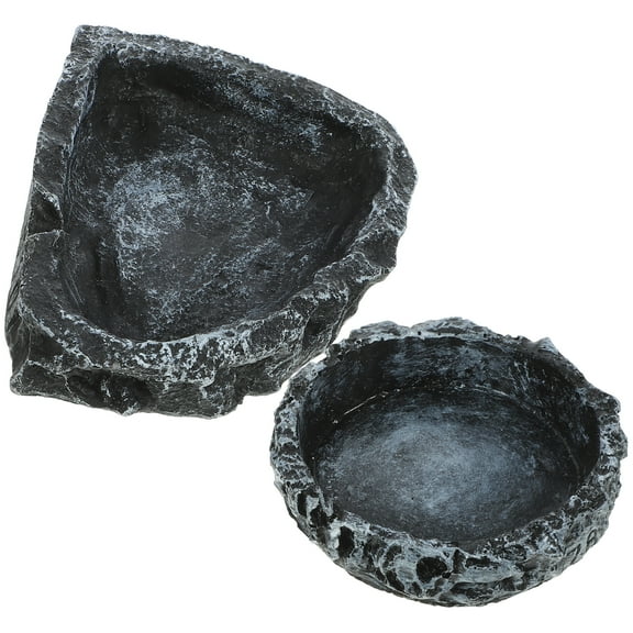 2 Pcs Reptile Water Bowl Bearded Dragon Turtle Dish Tortoise Feeding Basin Animal Food Containers Tray Hermit Crab