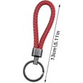 thumbnail image 2 of Pack de 2 llaveros de piel trenzada, llaveros de piel para coche, llavero unisex, para llaves de coche, moto y casa, color negro y rojo, 2 of 4