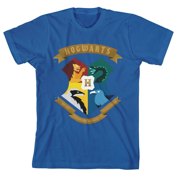 Harry Potter Hogwarts Crest Mascots Youth Royal Blue T-shirt