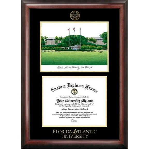Campus Images FL986LGED Florida Atlantic University Gold embossed diploma frame with Campus Images lithograph