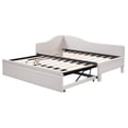 thumbnail image 3 of Twin Size Upholstered L-Shaped Upholstered Daybed with Pop Up Trundle, Beige, 3 of 10