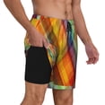 thumbnail image 3 of Picia Abstract Watercolors Tartan pattern Mens Swim Trunks with Compression Liner Stretch Beach Shorts Quick Dry with Zipper Pockets No-Chafing Board Shorts-Medium, 3 of 9