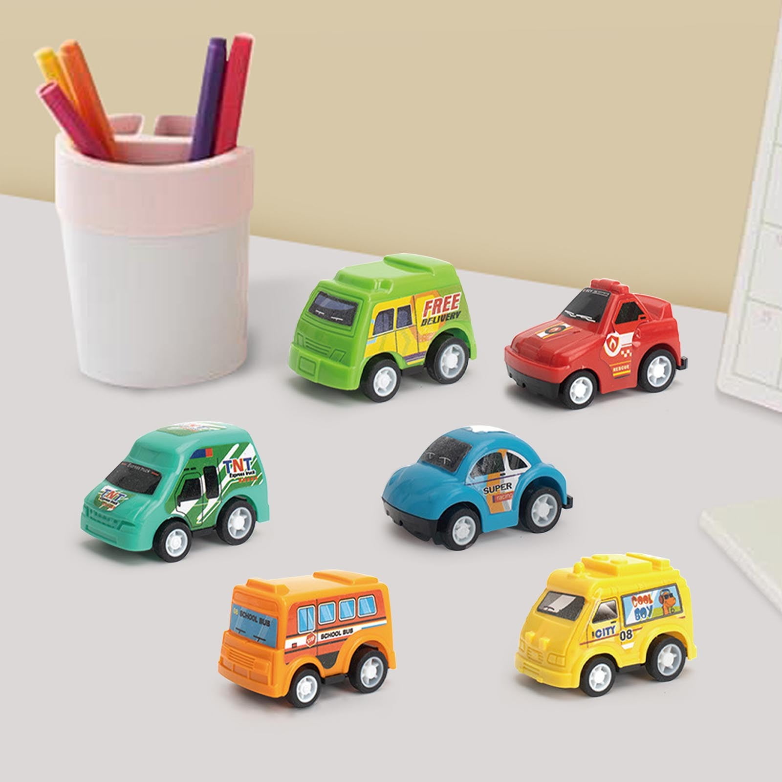 Urban Rebound Car Collection Set - Portable Handbag Toy Vehicles, Colorful Mini Cars, Friction Powered Playtime, Interactive Racing Fun