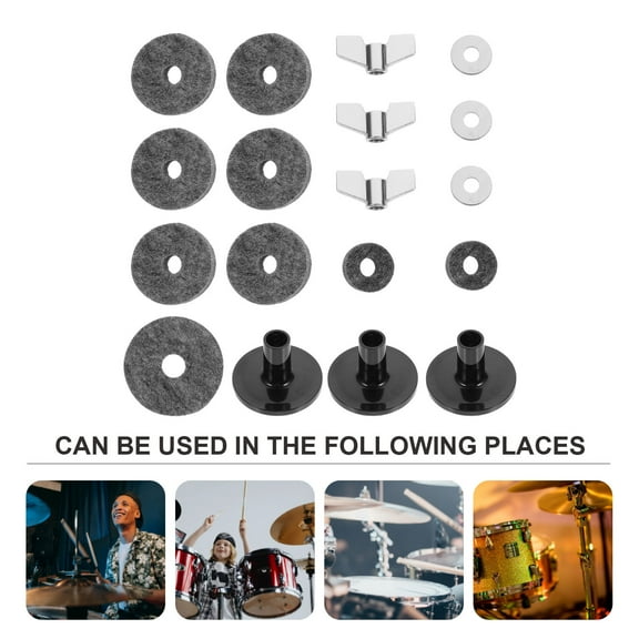 COMPUKAS Drum Cymbal Felt Pads Set of 1 Gray Round Replacement Pads for Drum Cymbals Accessories