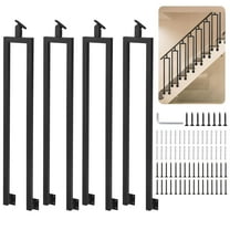 4 Pack U Shape 38.6" Stair Balusters with Adjustable Top Bracket for Staircase Interior, Side Mount Industrial Iron Balusters for Stair Handrail Porch Deck Railing Outdoor Steps