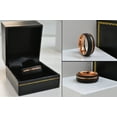 thumbnail image 3 of Rose Gold & Black Sandblasted Dome Tungsten Wedding Band - Grooved 2-Tone Comfort Fit Tungsten Carbide Mens Anniversary Ring - #864s7, 3 of 6