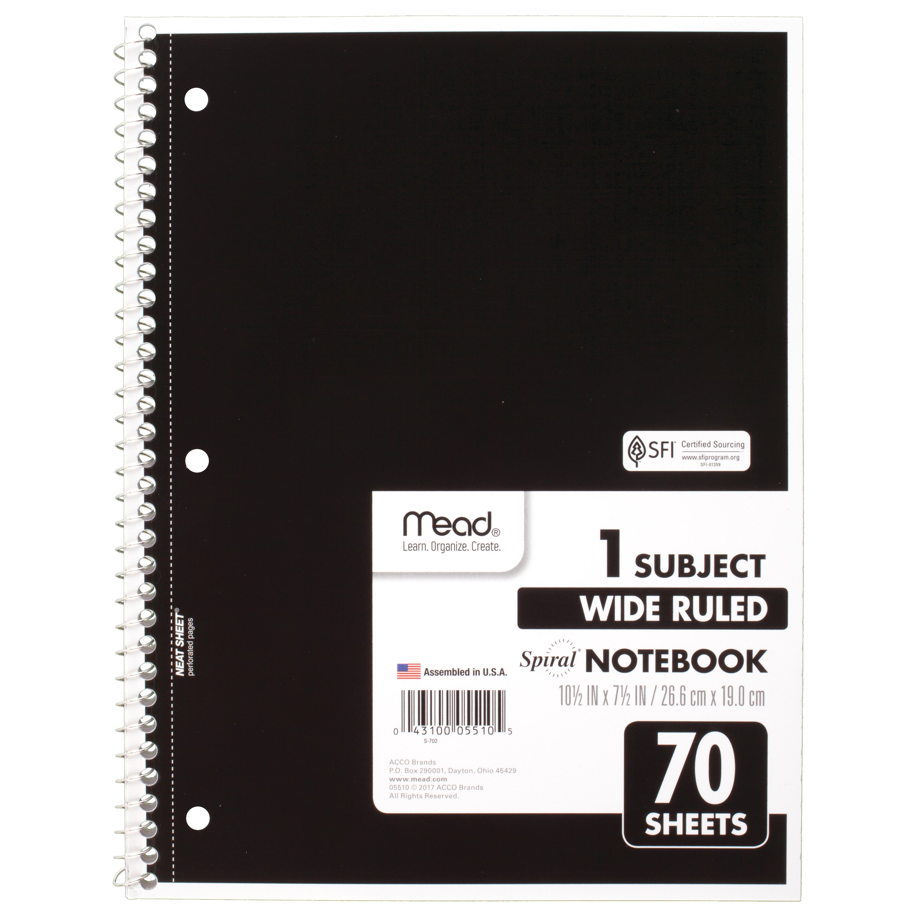 Mead Spiral 1 Subject Wide Ruled Notebook 6 Pack, Assorted Colors (73063) - image 2 of 8