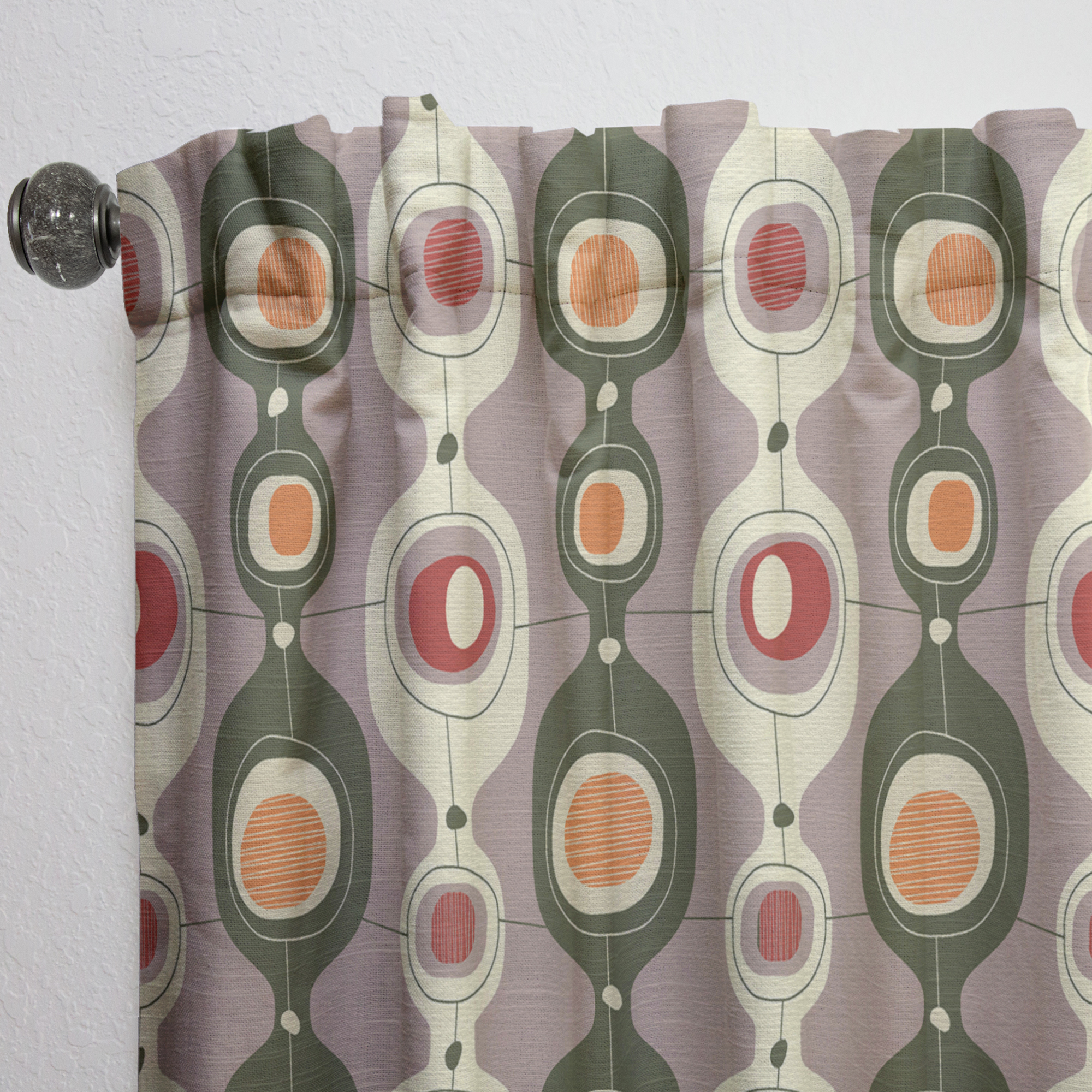 Designart 'Abstract Retro Design X' Mid-Century Modern Curtain Panel