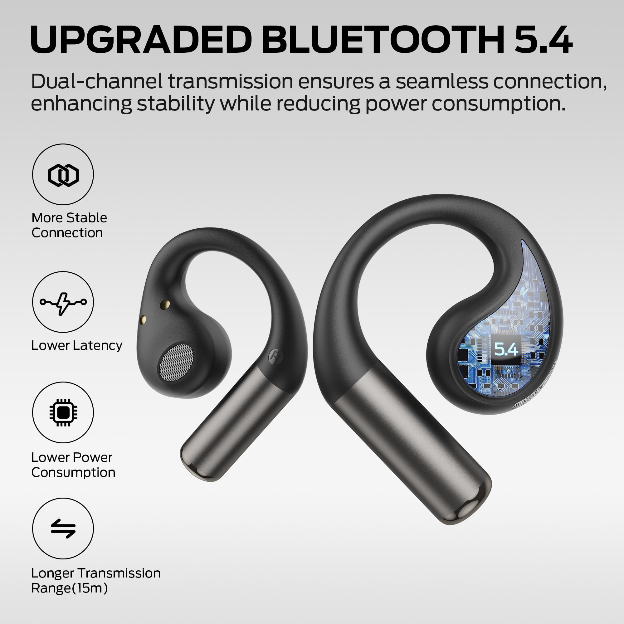 Monster Open Ear AC335 Headphones, Bluetooth 5.4 Wireless Headphones with Stereo Sound, 24H Playback, Crystal Clear Calls, Stylish Rotating Case with Lanyard, Sweat Resistant Open Ear Wireless Earbud