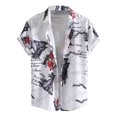 thumbnail image 1 of Camisas Para Hombre Manga Larga Camisa de manga corta con cuello vuelto y estampado suelto informal de Hawaii para hombre (Grey, M), 1 of 7