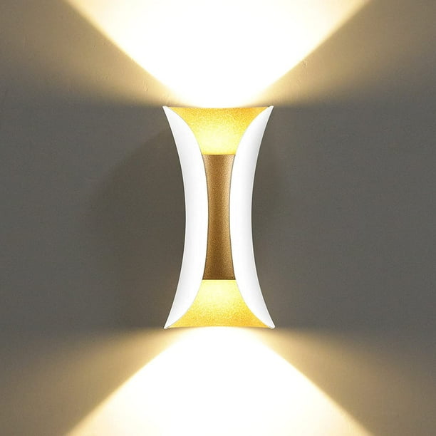 Aplique de pared LED moderno y creativo de 6W, lámpara de pared impermeable IP65, bañador de pared LED de aluminio para interiores y exteriores para dormitorio, sala de estar, baño, entrada, escalera, porche, pasillo-(3000k)Oro blanco oso de fresa Electrónica
