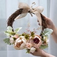 thumbnail image 4 of Advancent Guirnalda de puerta, guirnalda de flores artificiales de ratán, colgante de plantas, accesorios de fotografía, círculo, fiesta de Decoración del hogar  color champán diámetro 26 cm, 4 of 6